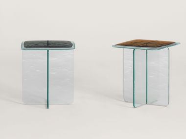 Square low crystal coffee table GLACIER Glas Italia