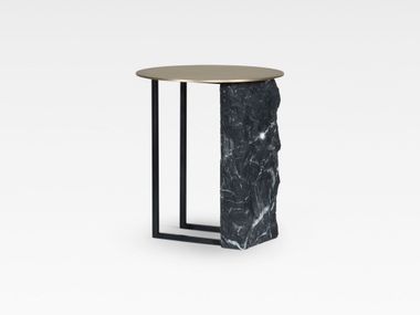 Mesa de centro redonda de mármore Nero Marquina AIRE Greenapple