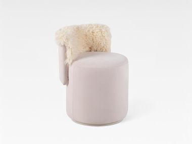 Round leather pouf GRAND Greenapple