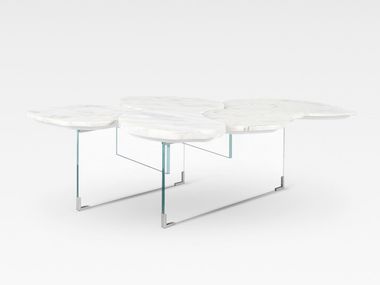 Calacatta marble and glass coffee table INFINITY Greenapple