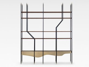 Open metal and walnut bookcase LAGE Greenapple