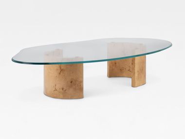 Glass and oak coffee table WINDY Greenapple