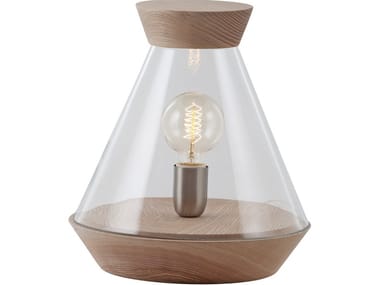 Lampada da tavolo in legno e vetro HALO Flam & Luce