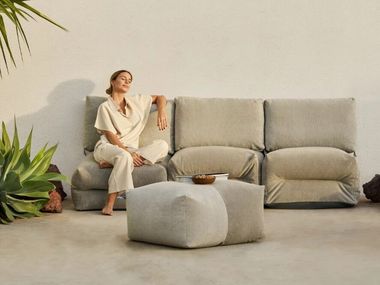Sofá de jardim modular de tecido técnico com estojo removível SHAGGY HAPPERS STUDIO