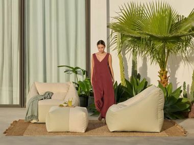 Fabric garden armchair with removable cover WIND HAPPERS STUDIO