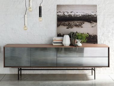 Ash sideboard with mirrored door HARALD Porada
