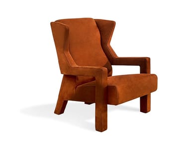 Poltrona bergère in pelle con braccioli BERGERE HESSENTIA