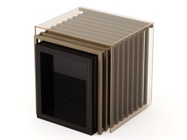 Rectangular wood and glass side table HIS Stylish Club