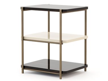 Square bronze and wooden side table HER Stylish Club