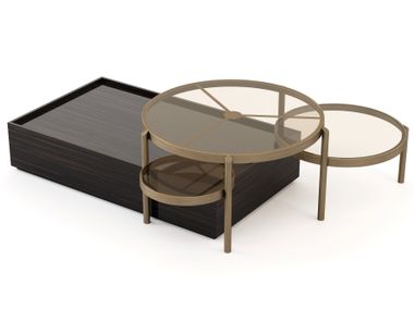Low lacquered bronze and wooden coffee table HER Stylish Club