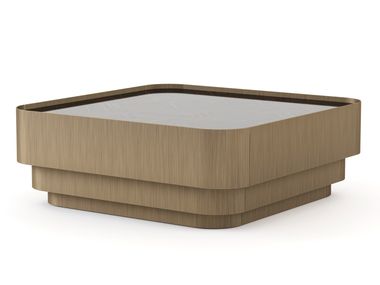 Low square wood veneer coffee table HIS Stylish Club