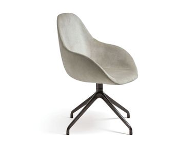 Swivel trestle-based leather chair with armrests CONNECT HURTADO