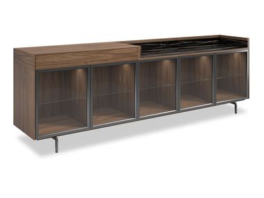 Sideboard aus Holz und Glas mit Flügeltüren und integrierter Beleuchtung LINK HURTADO