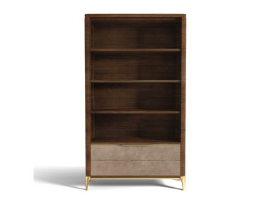Open wooden bookcase with leather inserts SOHO HURTADO