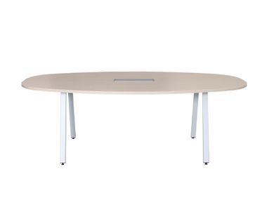 Oval wooden meeting table with cable management YOURPLACE CORE Haworth