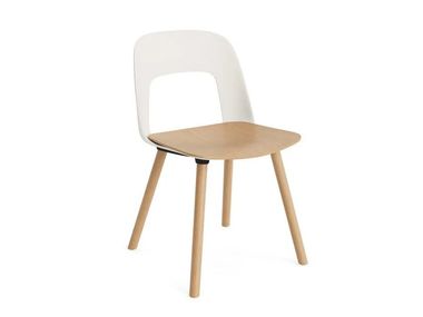 Polypropylene chair open back and wooden seat LAYOUT 122 Hay