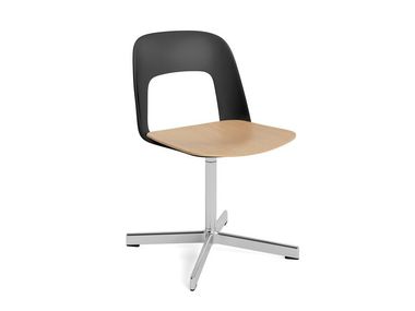 With spoke base swivel polypropylene chair and wooden seat LAYOUT 132 Hay