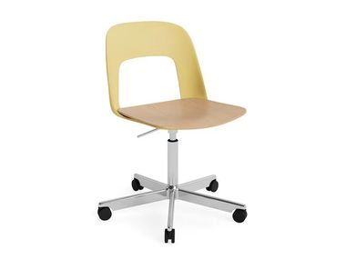 Sedia a razze girevole in polipropilene con ruote con sedile in multistrato LAYOUT 142 Hay