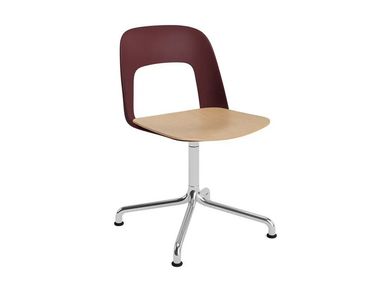 Trestle-based swivel polypropylene chair with plywood seat LAYOUT 152 Hay