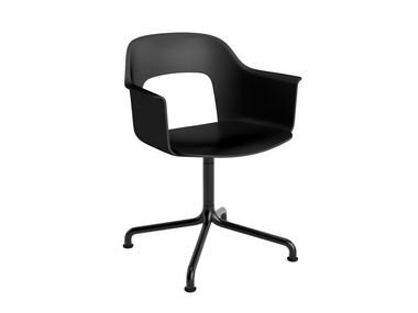 Trestle-based swivel polypropylene chair with armrests LAYOUT 251 Hay