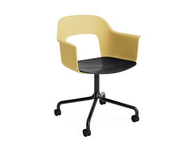 Sedia su trespolo girevole in polipropilene su ruote con braccioli con sedile in multistrato LAYOUT 262 Hay