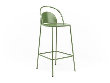 Powder coated steel garden stool with back DUNE Hayche