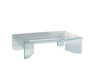 Rectangular low glass central coffee table KLAR Hermhaus