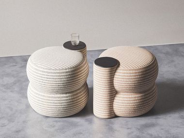Pouf rotondo in tessuto SHIFT Hermhaus