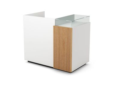Wooden reception desk BANCO CASSA ZERO CON TECA Hi Retail
