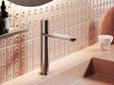 Mezclador de lavabo de sobre encimera monomando de acero inoxidable GENT GT003M Hotbath