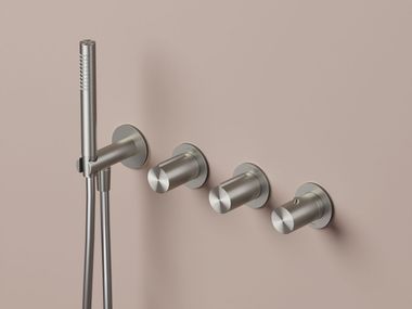 4 hole thermostatic stainless steel shower mixer with overhead shower GENT GT7071 Hotbath