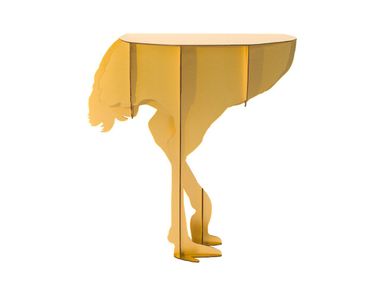 Oval HPL console table DIVA GOLD Ibride