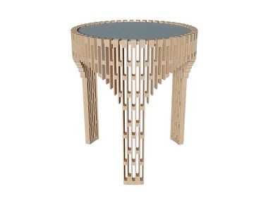 Tavolino rotondo in rovere massello con piano in Fenix-NTM® PETIT COLISÉE Ibride