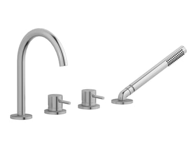 IB, M316 M3396 Rubinetto bordo vasca a 4 fori in acciaio con doccetta e deviatore