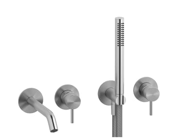 IB, M316 M3398 Miscelatore per vasca a muro a 4 fori in acciaio con doccetta