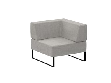 Corner sled base fabric armchair with armrests TETRIS