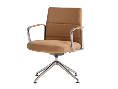 ZENPRO Trestle-based swivel leather office chair with armrests By INCLASS