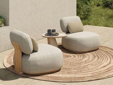 IVINI, BUBBLE Poltrona outdoor in tessuto con base in teak