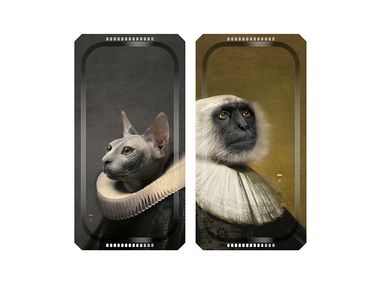 Set of rectangular laminate trays LE SINGE & LE CHAT Ibride