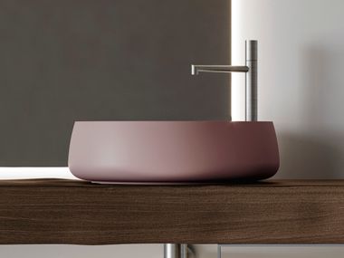 Round countertop Cristalplant® washbasin BEAUTY Ideagroup