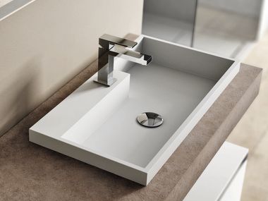 Rectangular semi-inset Aquatek washbasin CUBIK Ideagroup