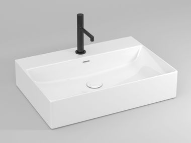 Rectangular countertop ceramic washbasin with overflow FYLO Ideagroup