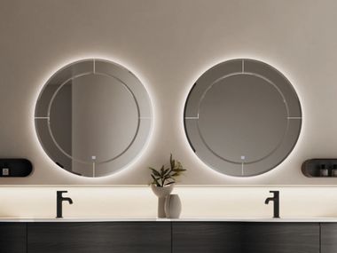 Wall-mounted round bathroom mirror with integrated lighting MARTE Ideagroup