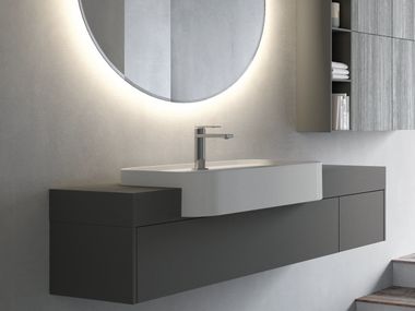 Semi-inset ceramic washbasin NYÙ 17 | Vanity unit Ideagroup