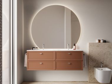 Mobile lavabo doppio in legno con lavabo integrato in Mineralsolid PROVENCE 10 Ideagroup