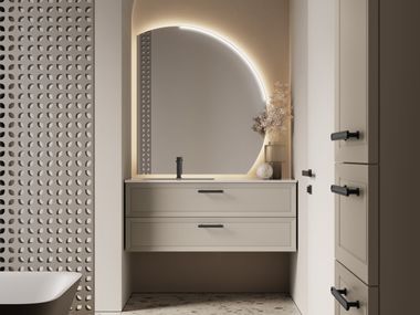 Mobile lavabo sospeso in legno con specchio PROVENCE 01 Ideagroup