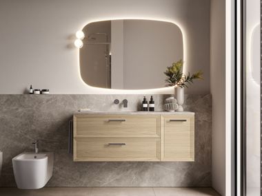 Mobile lavabo singolo in legno con specchio e piano in marmo PROVENCE 02 Ideagroup