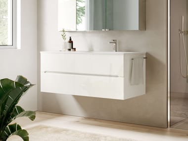 Mobile lavabo sospeso in legno con specchio SMYLE COMP 05