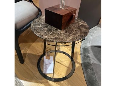 Low round Dark Emperador marble coffee table CASAMANIA & HORM - ALBINO FAMILY In Stock