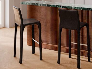 High tanned leather stool with footrest CASSINA - CAB 410 In Stock